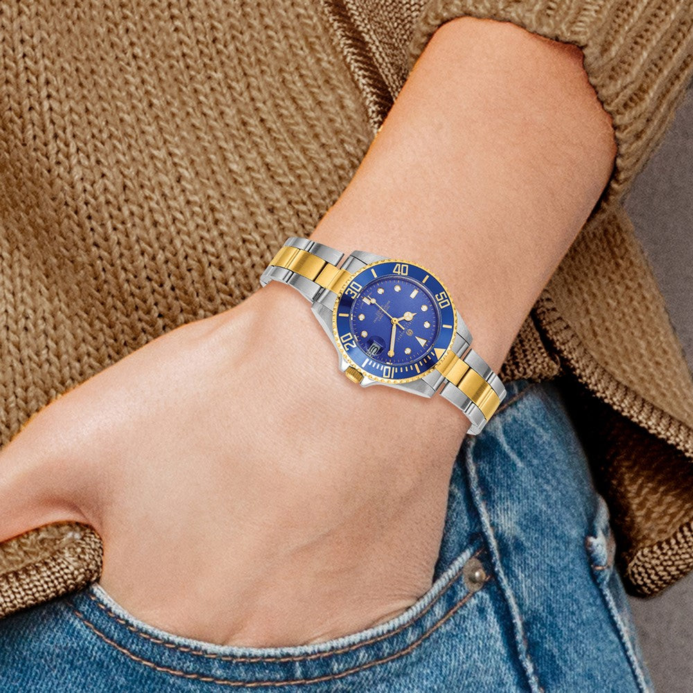 Ladies Charles Hubert Two-tone Silver Blue Dial Watch