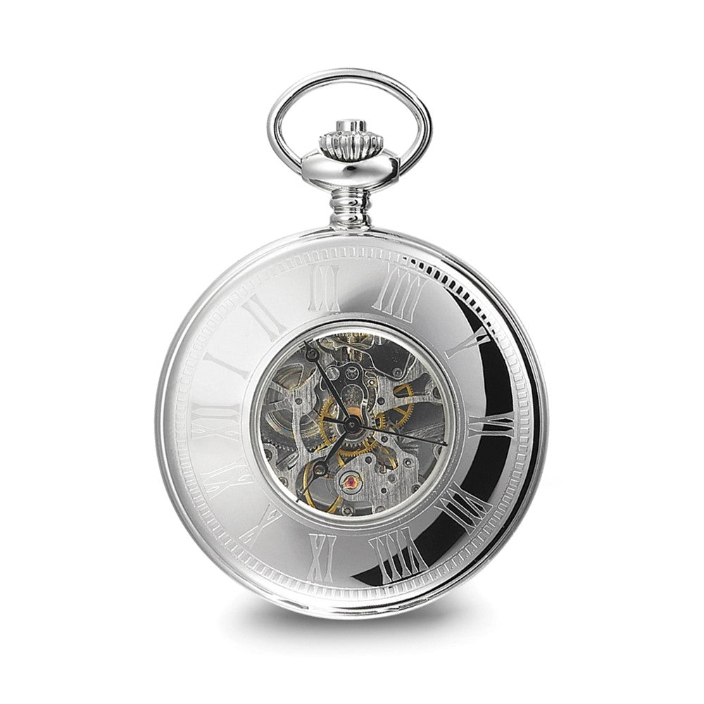 Charles Hubert Solid Stainless Steel White Dial Pocket Watch