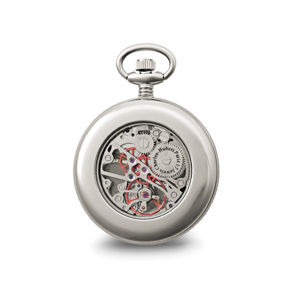 Charles Hubert Chrome-finish Off-White Ceramic Dial Pocket Watch