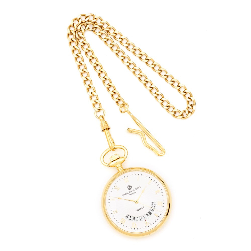 Charles Hubert Gold-finish White Dial Gold Pocket Watch
