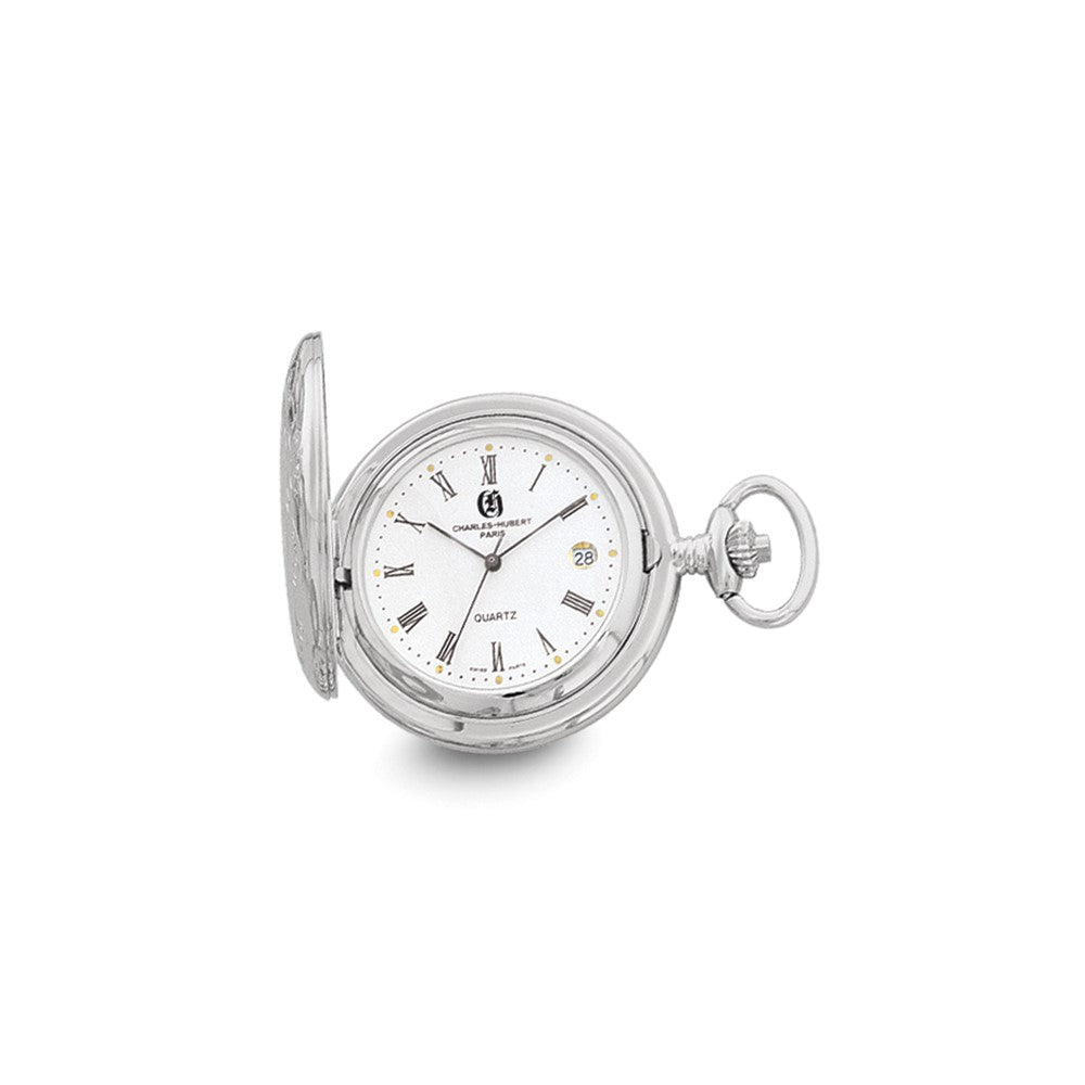 Charles Hubert Chrome-finish White Dial Three Hands Pocket Watch