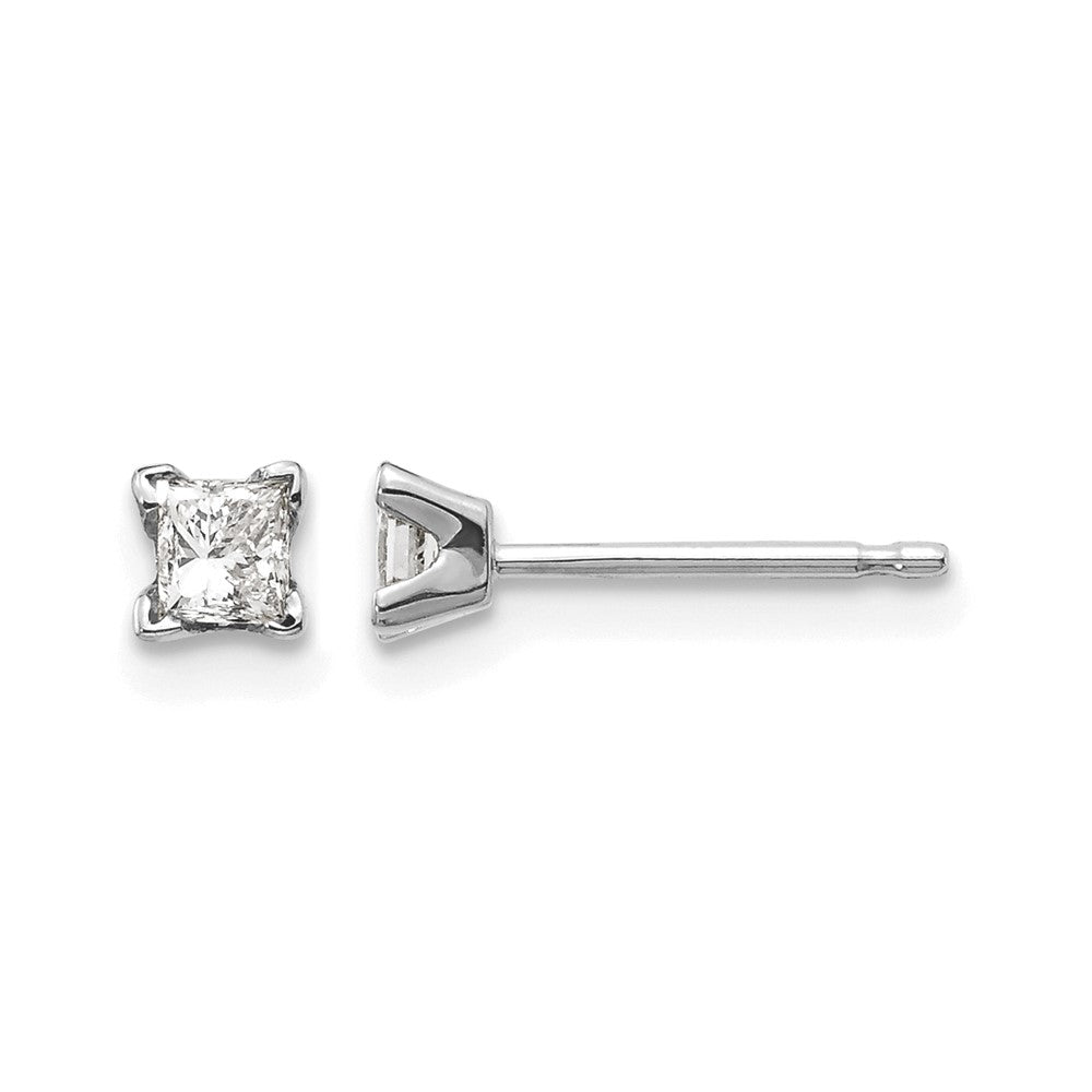 14k White Gold AAA Quality Complete Princess Cut Diamond Earring