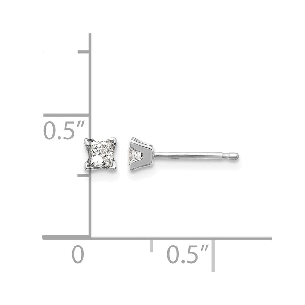 14k White Gold VS Quality Complete Princess Cut Diamond Earrings