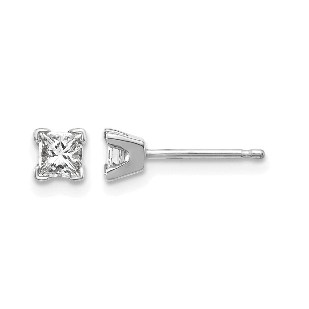 14k White Gold AA Quality Complete Princess Cut Diamond Earrings