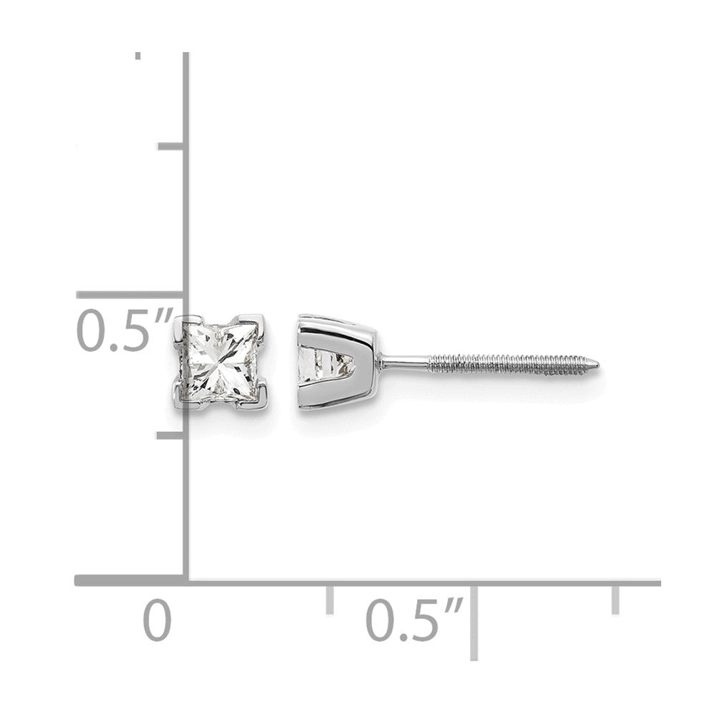 14k White Gold AAA Quality Complete Princess Cut Diamond Earring