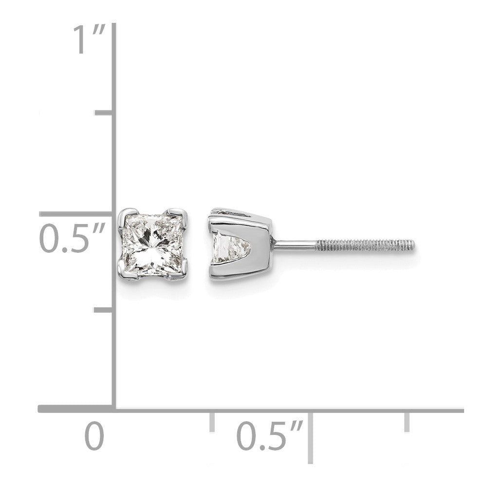 14k White Gold AAA Quality Complete Princess Cut Diamond Earring