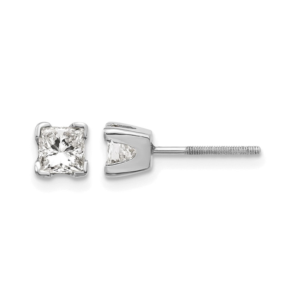 14k White Gold VS Quality Complete Princess Cut Diamond Earrings