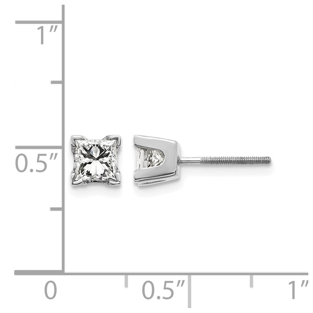 14k White Gold AA Quality Complete Princess Cut Diamond Earrings