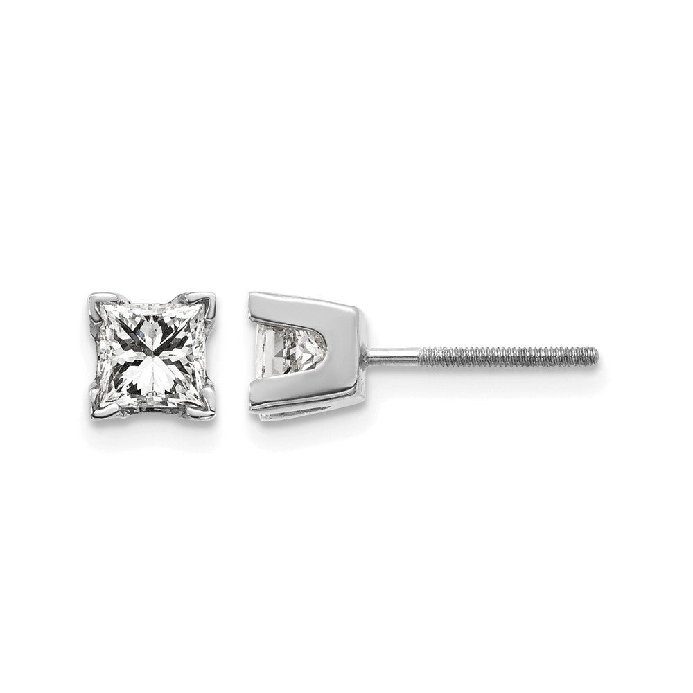 14k White Gold AA Quality Complete Princess Cut Diamond Earrings