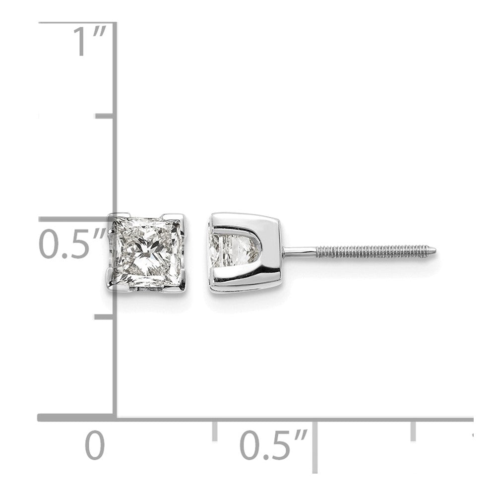 14k White Gold 1ct AA Quality Complete Princess Cut Diamond Earrings