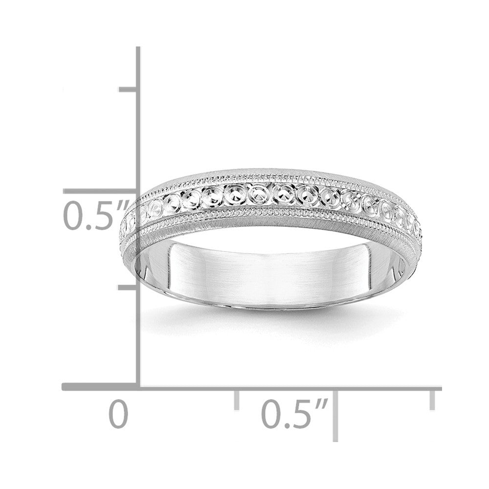 14k White Gold 3.75mm Design Etched Wedding Band