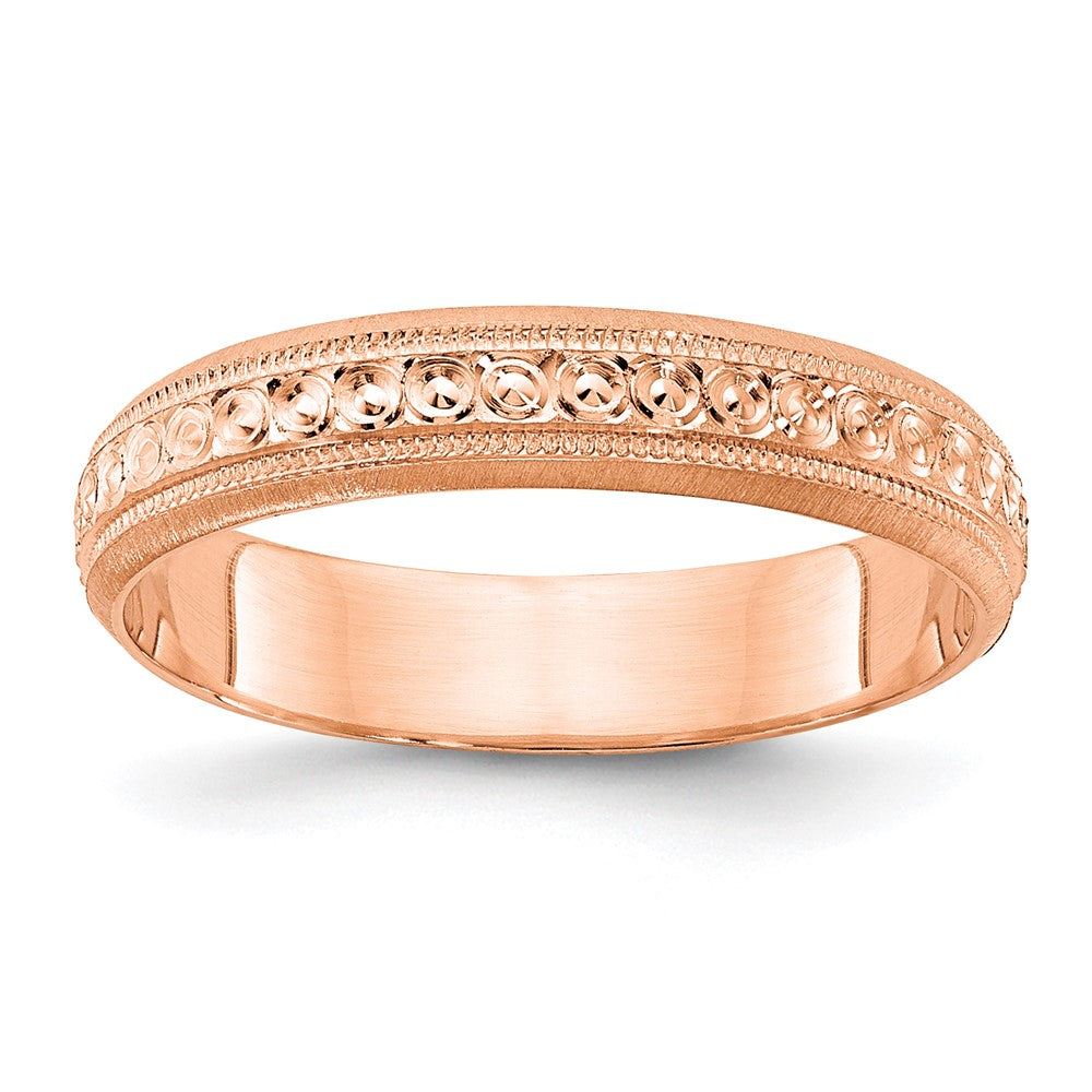 14k Rose Gold 3mm Design Etched Wedding Band