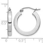 14k White Gold 3x20mm Polished Square Tube Hoop Earrings