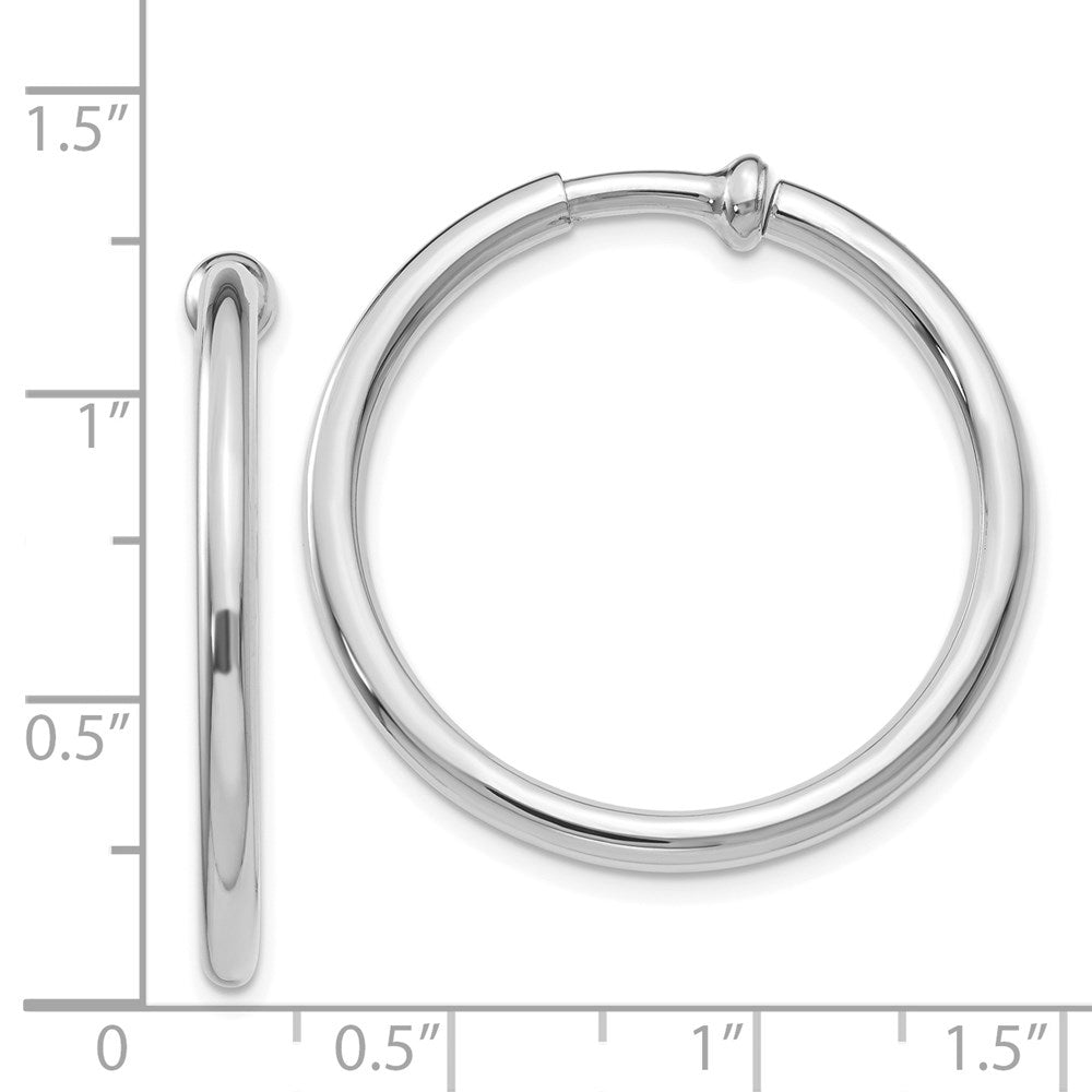 14k White Gold 2.5x25mm Polished Tube Hoop Non-pierced Earrings