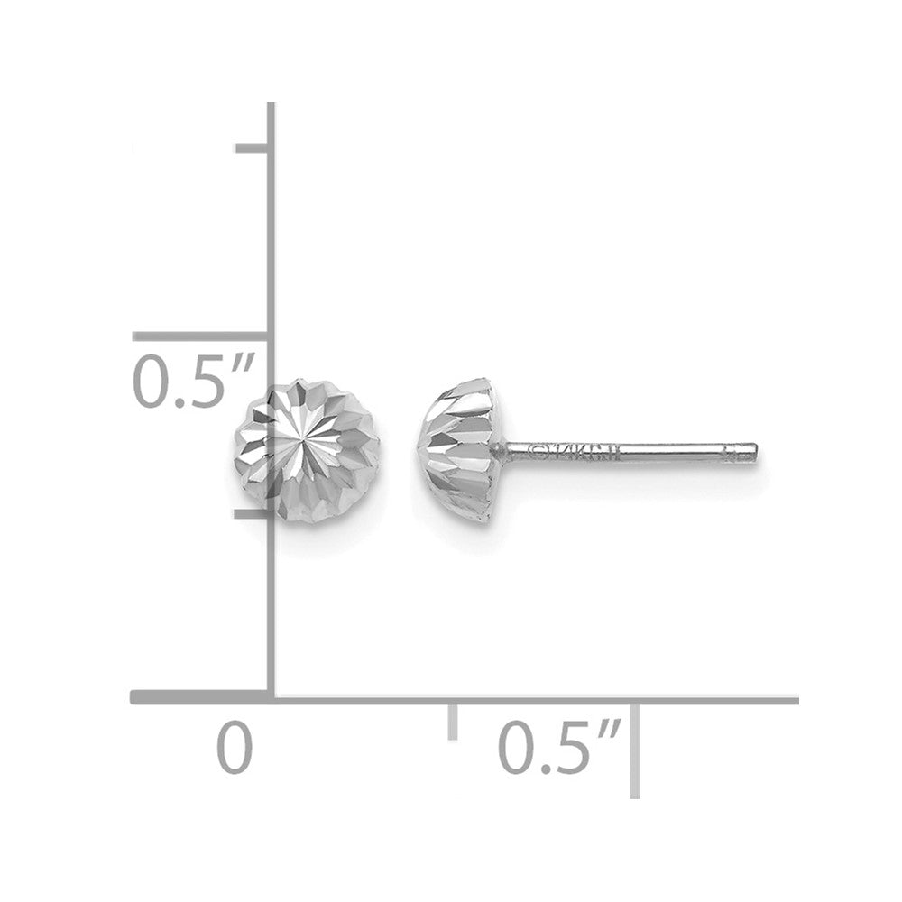 14k White Gold 5mm Polished Diamond-cut Half Ball Post Earrings