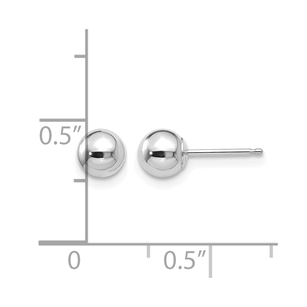 14k White Gold 5mm Polished Puffed Ball Post Earrings