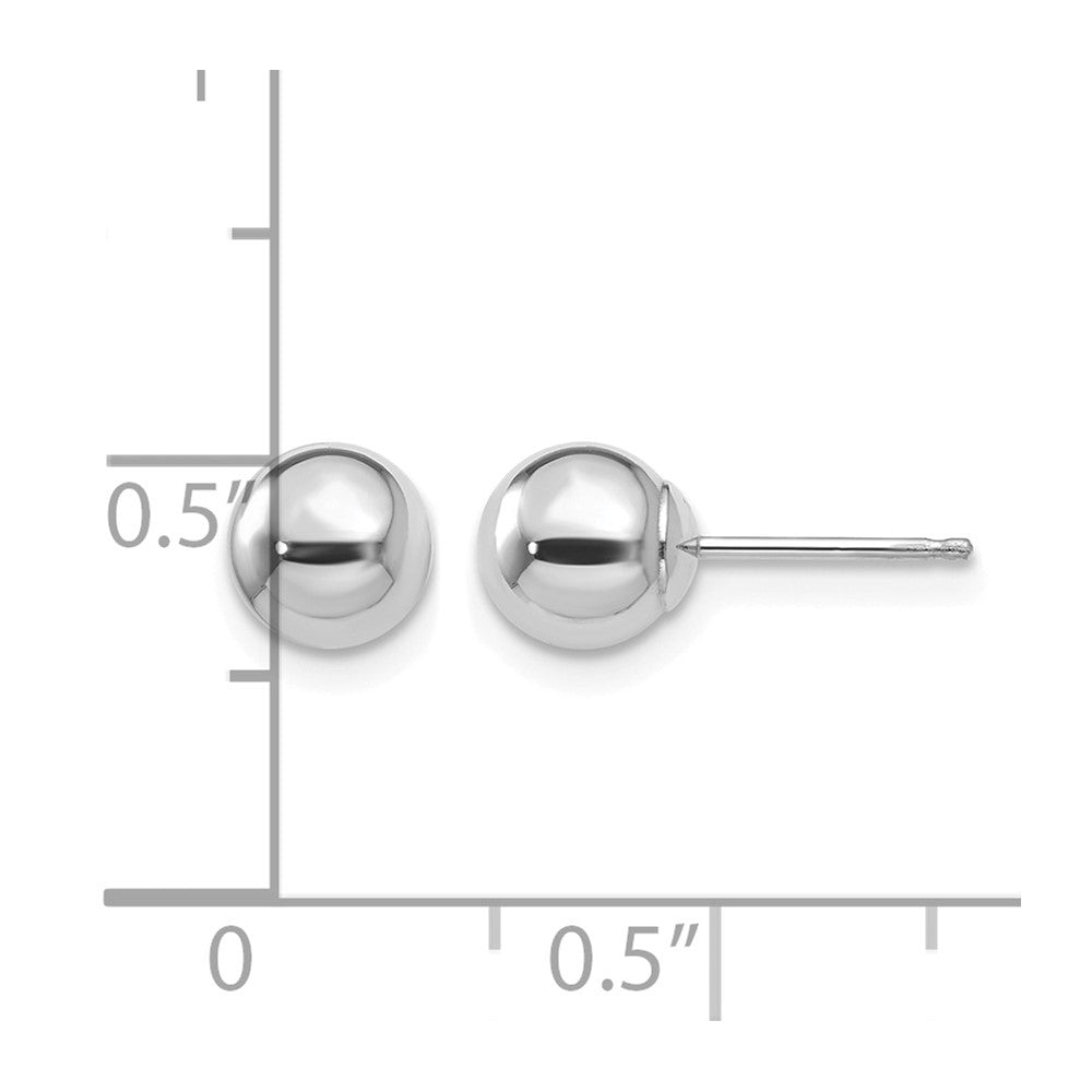 14k White Gold 6mm Polished Puffed Ball Post Earrings