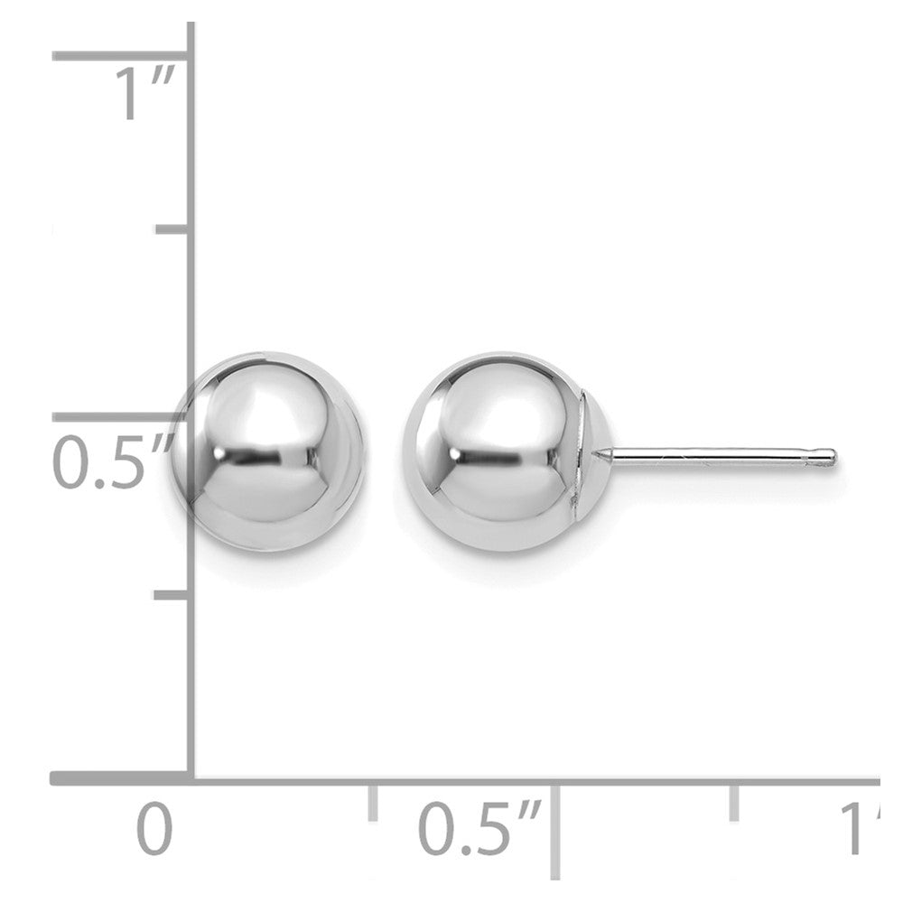 14k White Gold 7mm Polished Puffed Ball Post Earrings