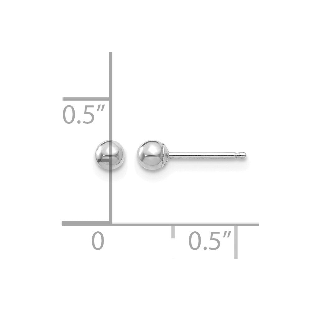 14k White Gold 3mm Polished Puffed Ball Post Earrings