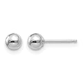 14k White Gold 4mm Polished Puffed Ball Post Earrings