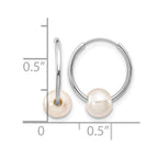 14k White Gold 5-6mm White Semi-Round Freshwater Cultured Pearl Endless Hoop Earrings
