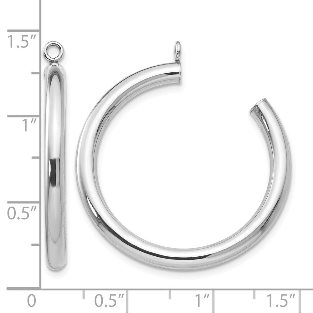 14k White Gold Polished 3x30mm Tube Hoop Earring Jackets