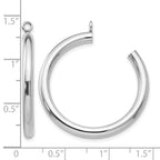 14k White Gold Polished 3x30mm Tube Hoop Earring Jackets