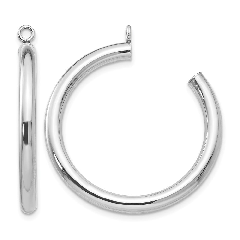 14k White Gold Polished 3x30mm Tube Hoop Earring Jackets