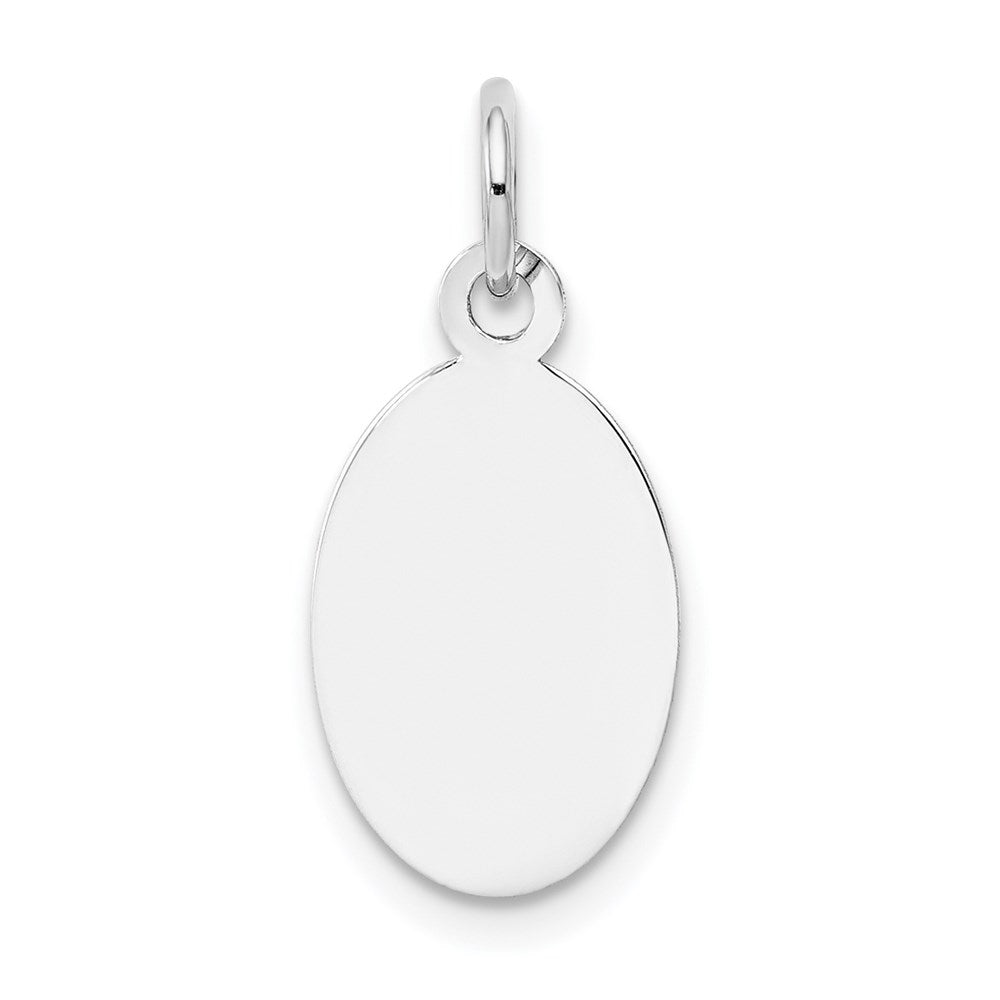 14k White Gold Plain 13.4x9.5mm .013 Gauge Oval Engravable Disc Charm