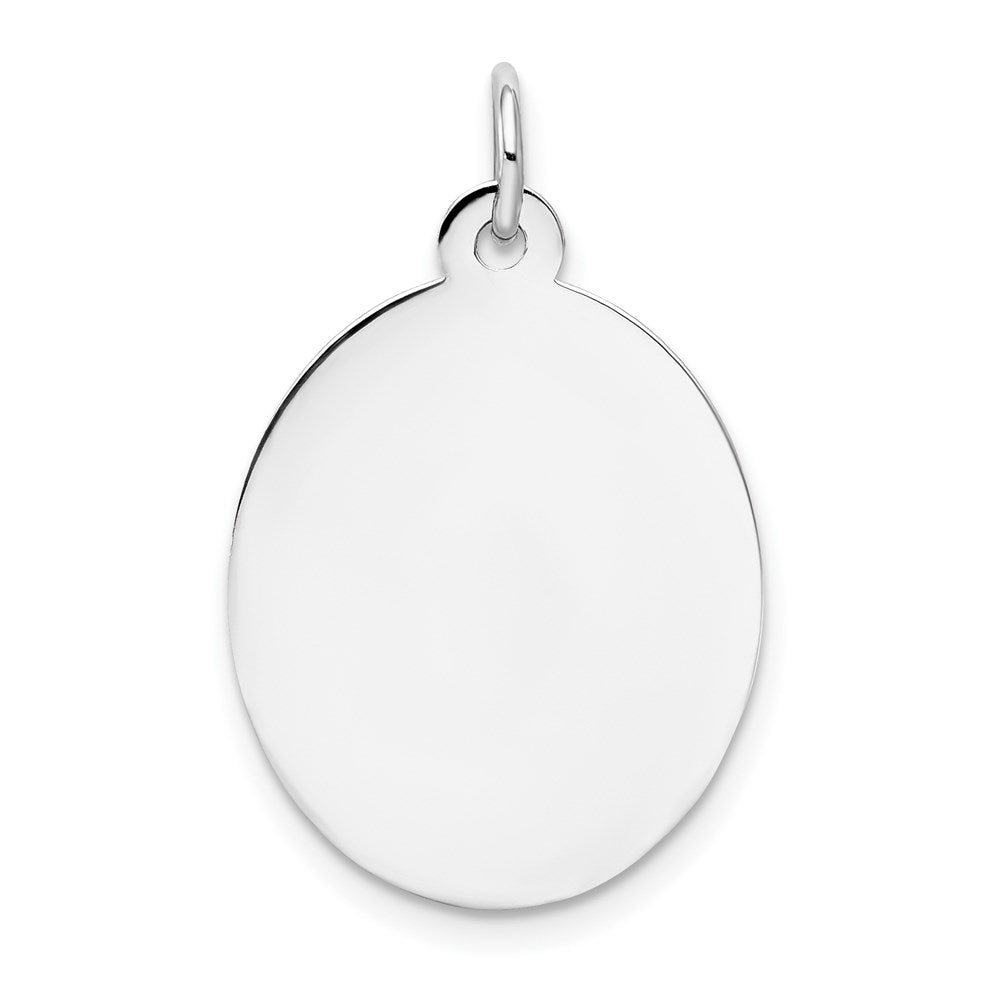 14k White Gold Plain 19.7x16.5mm .011 Gauge Oval Engravable Disc Charm