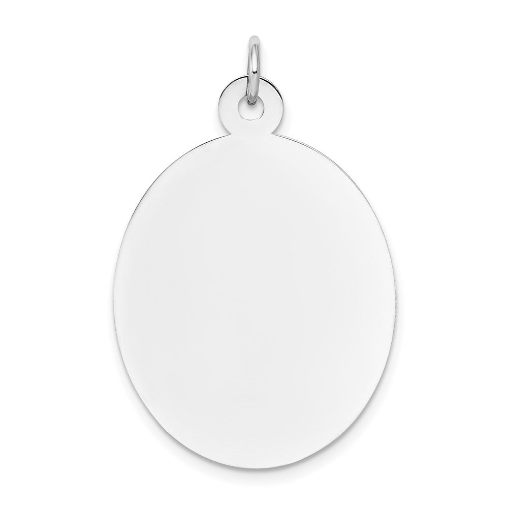 14k White Gold Plain 26.9x22.5mm .013 Gauge Oval Engravable Disc Charm