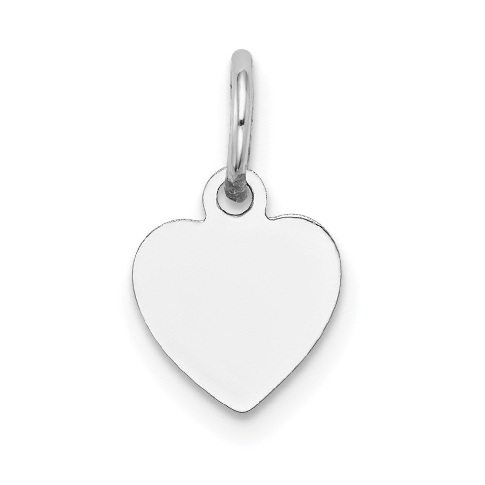 14k White Gold Plain .011 Gauge Engravable Heart 11x9mm Disc Charm