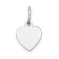 14k White Gold Plain .013 Gauge Engravable Heart 11x9mm Disc Charm