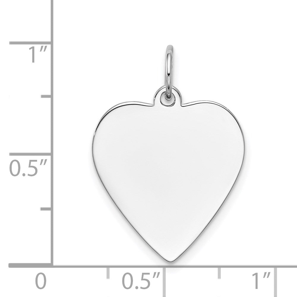 14k White Gold Plain .018 Gauge Engravable Heart 21x18mm Disc Charm