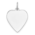 14k White Gold Plain .013 Gauge Engravable Heart 21x18mm Disc Charm