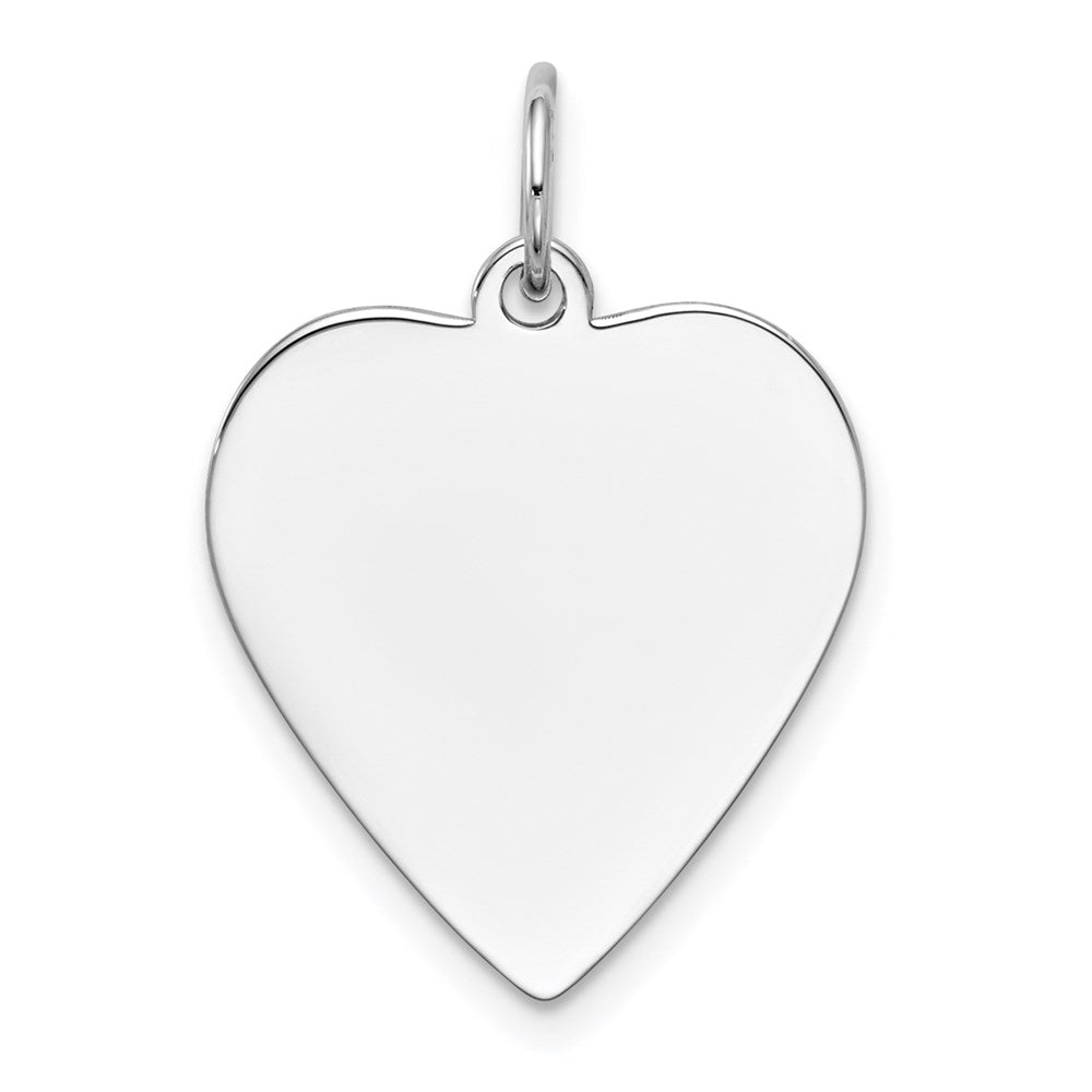 14k White Gold Plain .013 Gauge Engravable Heart 21x18mm Disc Charm