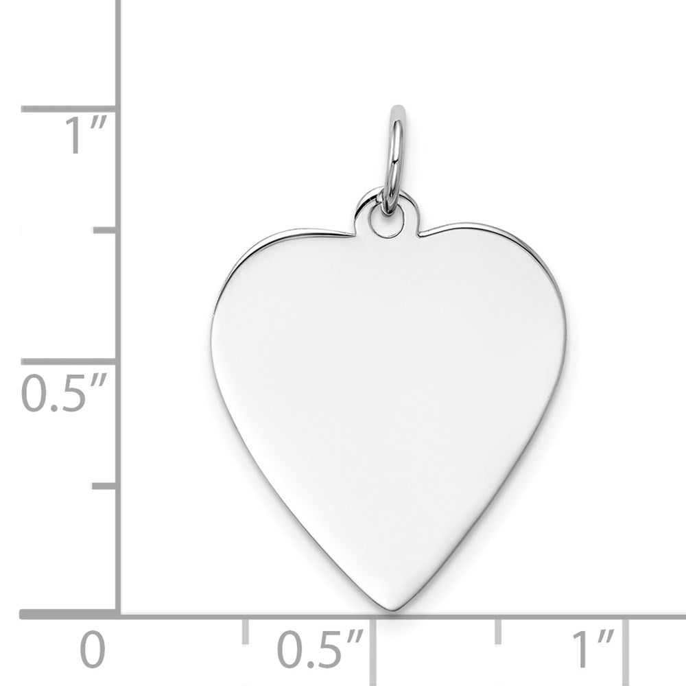 14k White Gold Plain .027 Gauge Engravable Heart 23x19mm Disc Charm