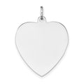 14k White Gold Plain .027 Gauge Engravable Heart 24x21mm Disc Charm