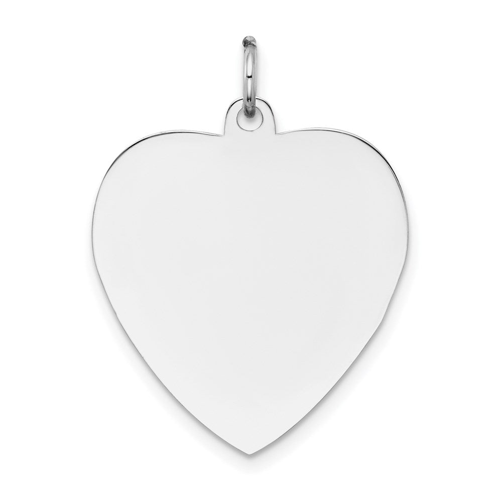 14k White Gold Plain .018 Gauge Engravable Heart 24x21mm Disc Charm