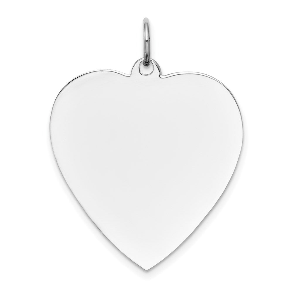 14k White Gold Plain .013 Gauge Engravable Heart 27x24mm Disc Charm