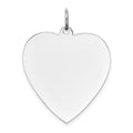 14k White Gold Plain .013 Gauge Engravable Heart 27x24mm Disc Charm
