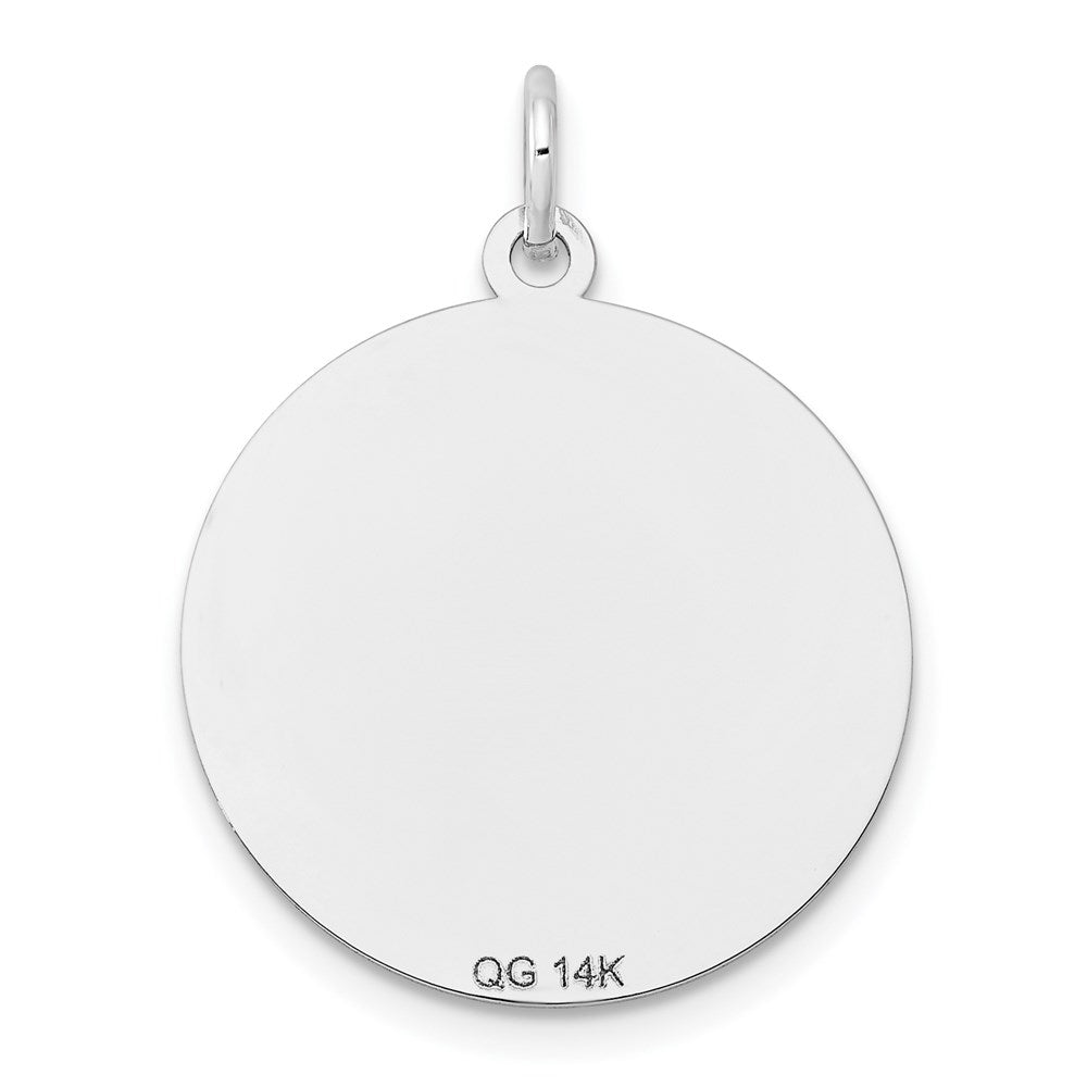 14k White Gold Etched Design Edge .018 Gauge Round Engravable 19mm Disc Charm