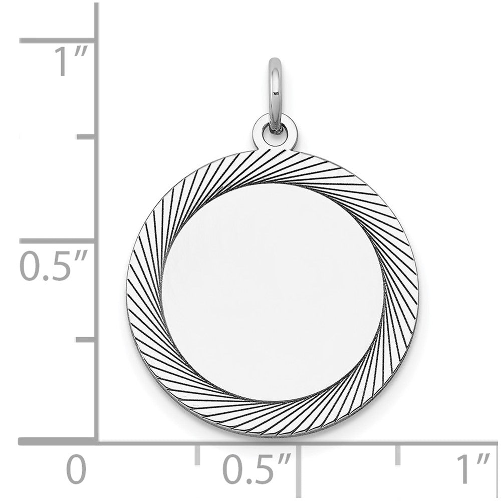 14k White Gold Etched Design Edge .018 Gauge Round Engravable 19mm Disc Charm