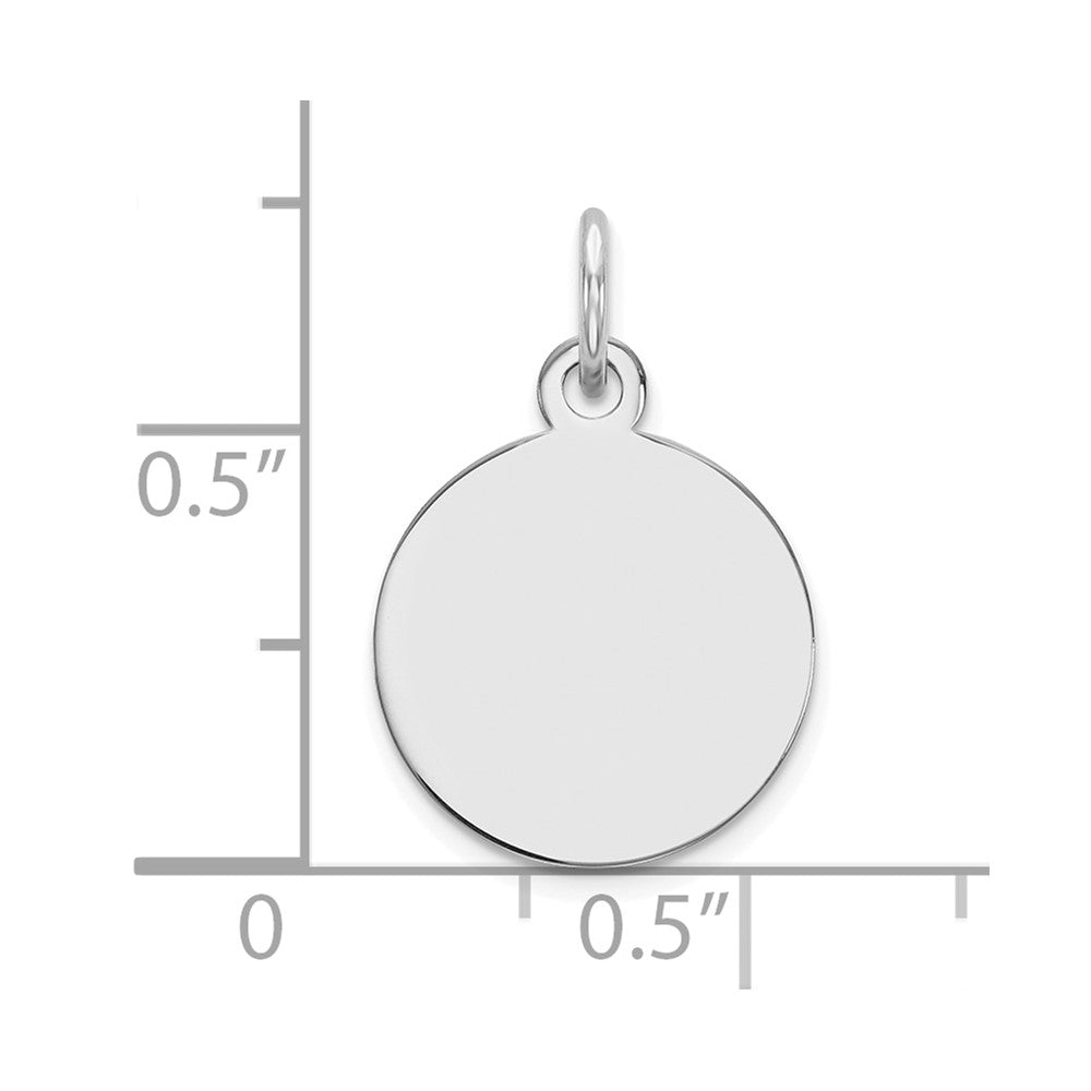 14k White Gold Plain .009 Gauge Round Engravable 12mm Disc Charm
