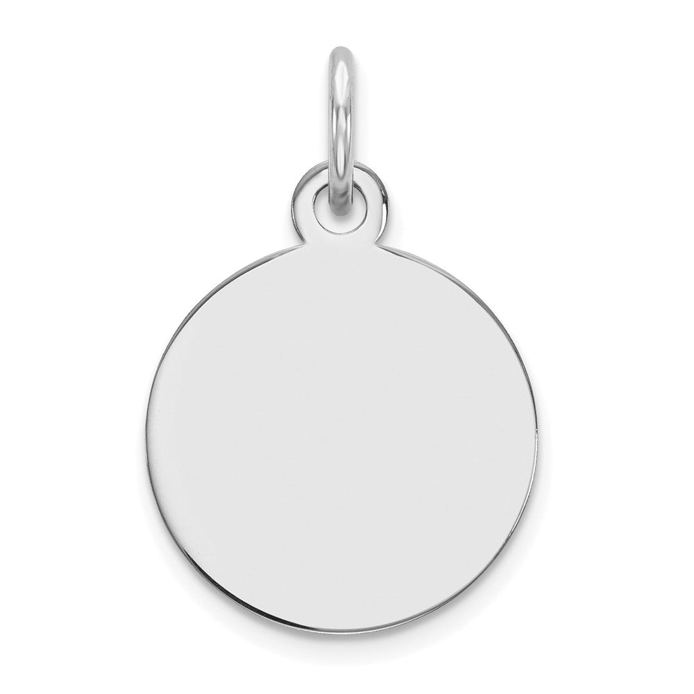 14k White Gold Plain .013 Gauge Round Engravable 12mm Disc Charm