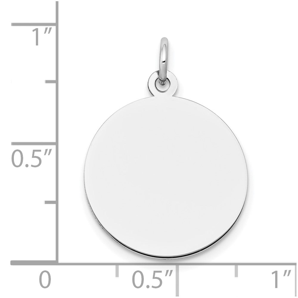 14k White Gold Plain .011 Gauge Round Engravable 18mm Disc Charm