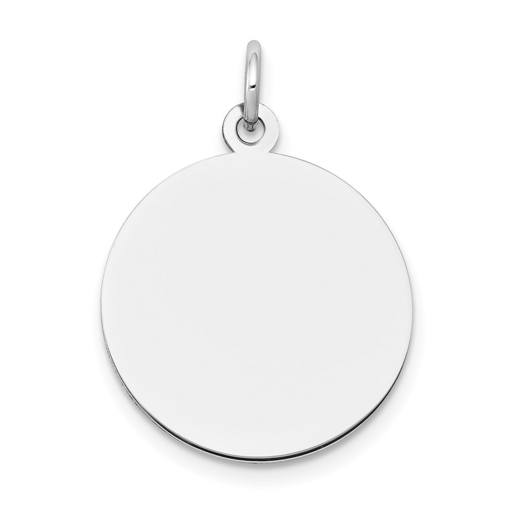 14k White Gold Plain .018 Gauge Round Engravable 18mm Disc Charm