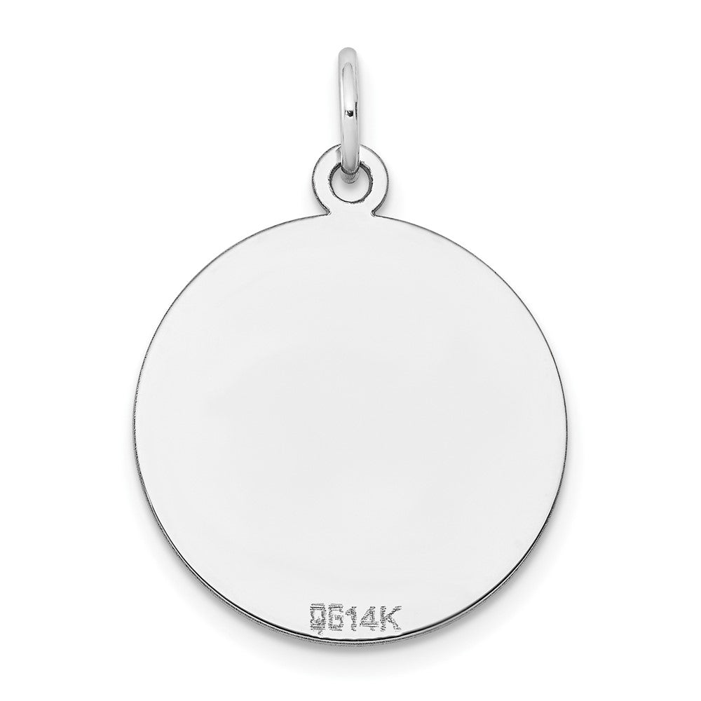 14k White Gold Plain .018 Gauge Round Engravable 19mm Disc Charm