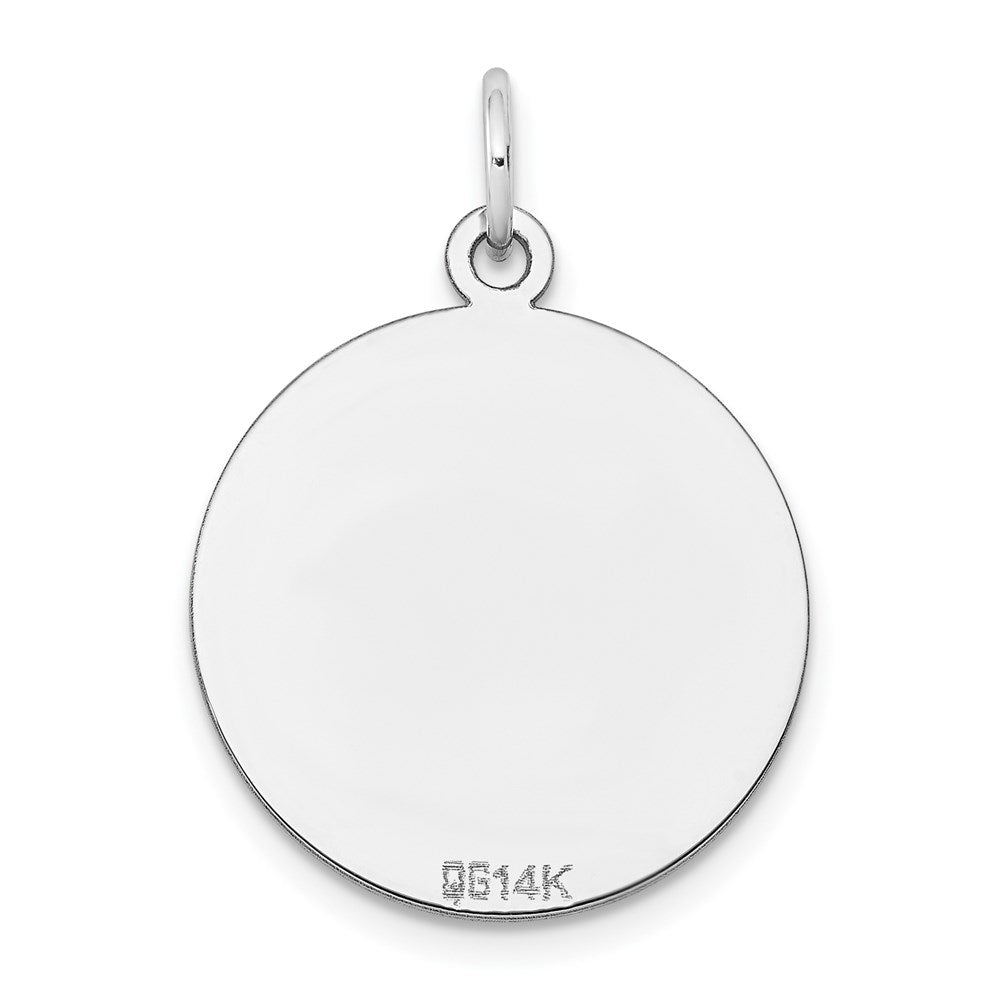 14k White Gold Plain .035 Gauge Round Engravable 19mm Disc Charm