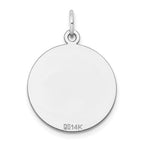 14k White Gold Plain .013 Gauge Round Engravable 19mm Disc Charm